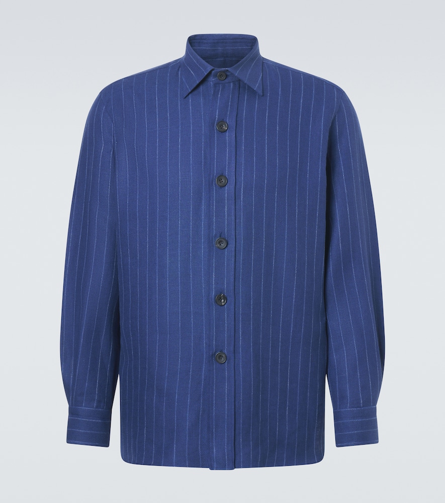 Striped linen and wool shirt