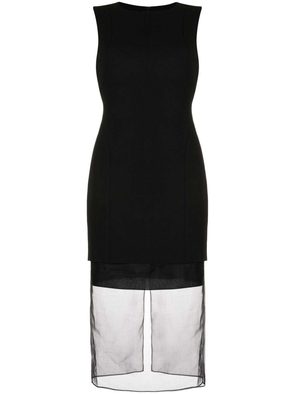 Layered stretch-jersey midi dress - Black