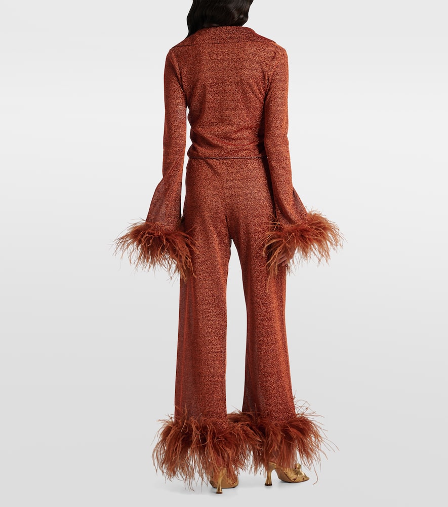 Oséree Lumière Plumage feather-trimmed blouse