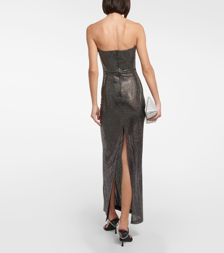 Embellished bustier mesh gown
