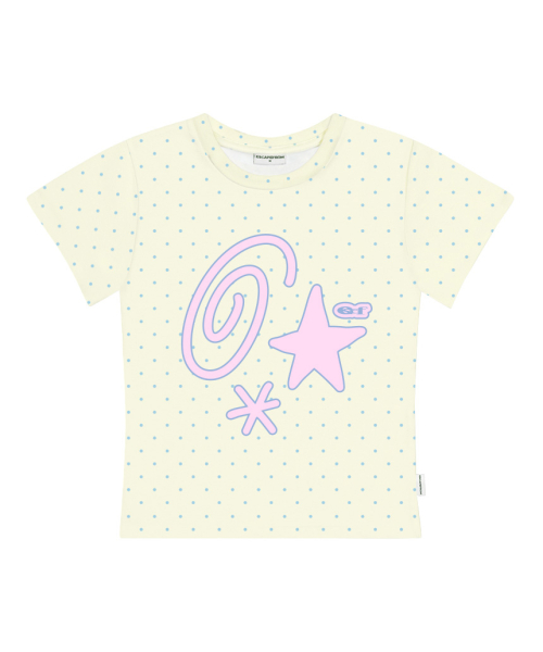 Kitsch Symbol Print Dot Slim Fit Short Sleeve T-Shirt Lemon