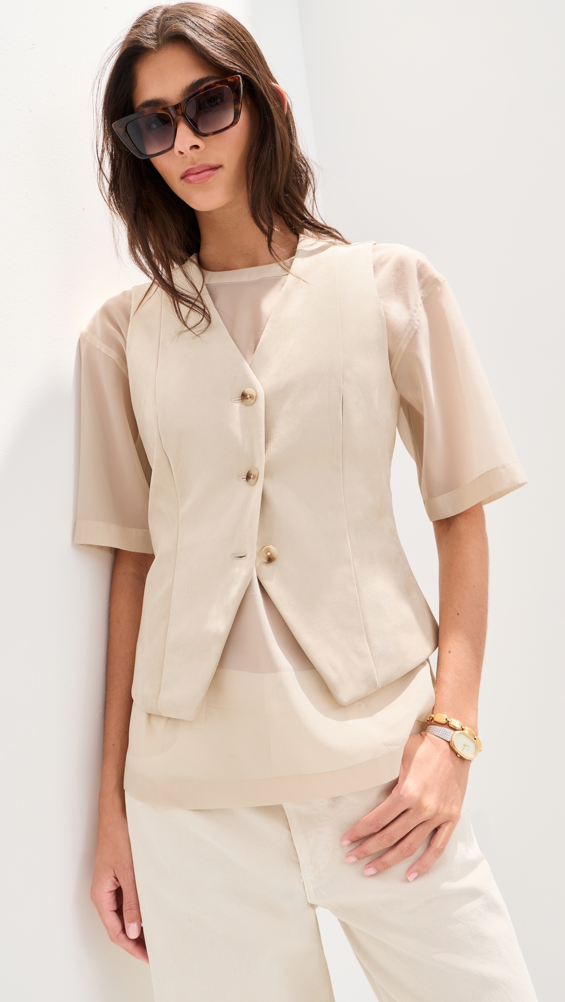 Lottie Faux Suede Vest Feather Grey