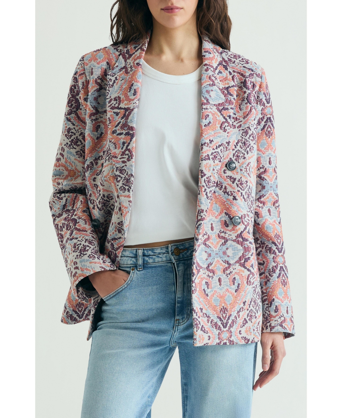 Women's Jacquard Print Blazer - Open Miscellaneous