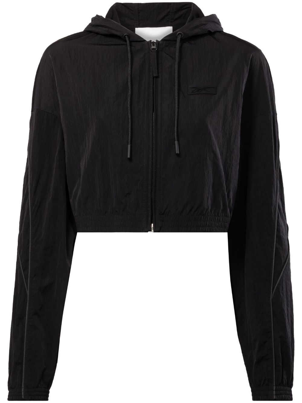 Hooded cropped track jacket - Black