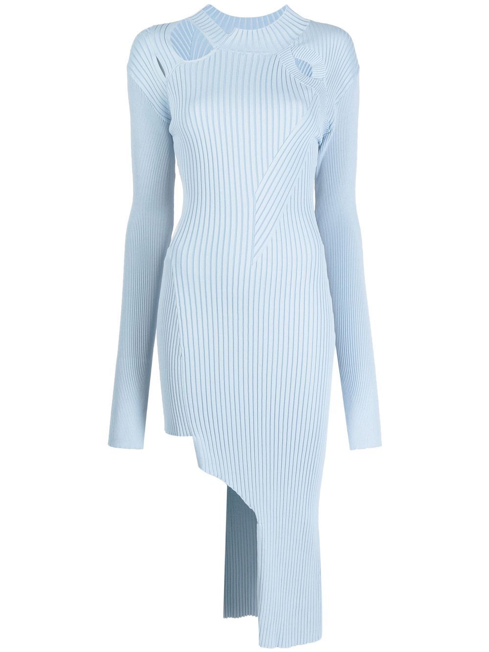 Ribbed-knit cut-out dress - Blue
