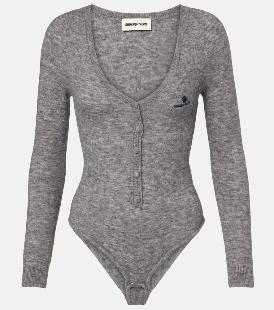 Logo wool-blend bodysuit