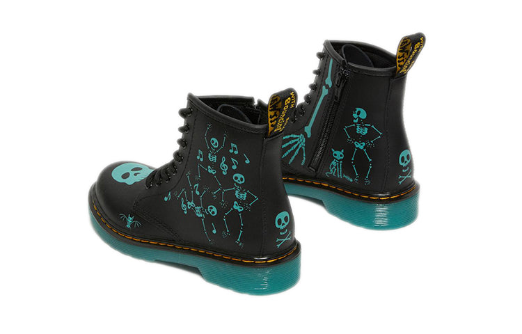 (PS) Dr.Martens 1460 PU Skelly Print Leather Lace Up Boots 'Black Aqua'