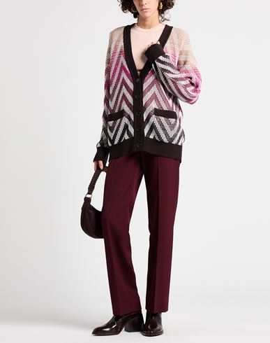 Woman Cardigan Mauve Size L Wool, Cotton