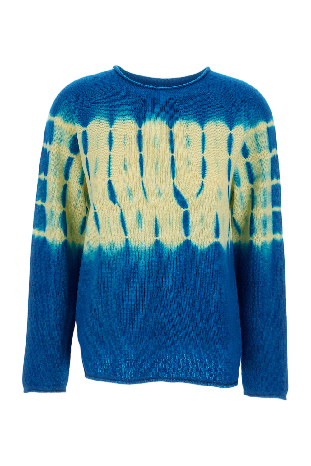 Shibori-Effect Cashmere Crew Neck Pullover