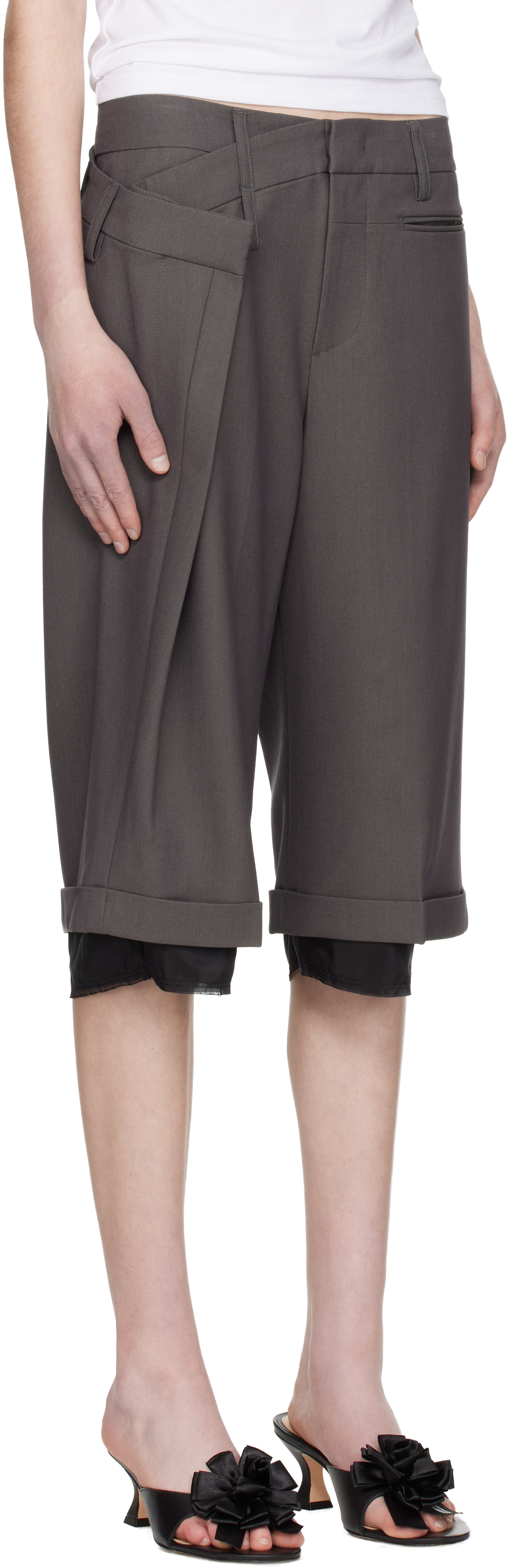 Gray Wrap Over Shorts