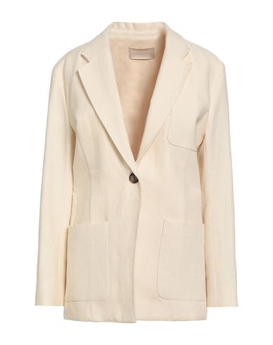 Woman Blazer Ivory Size 2 Cotton, Linen