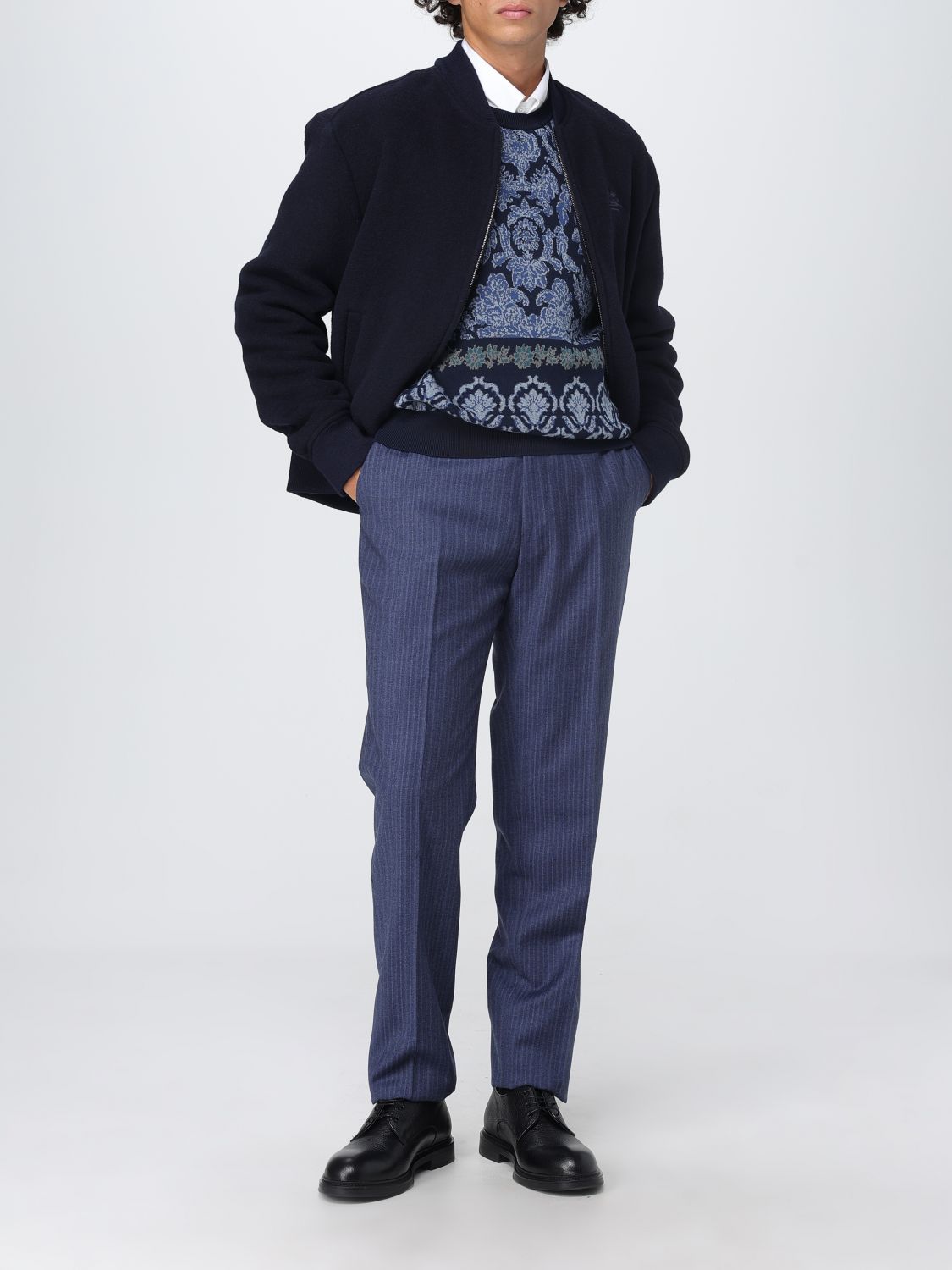 Floral-pattern sweater - ブルー