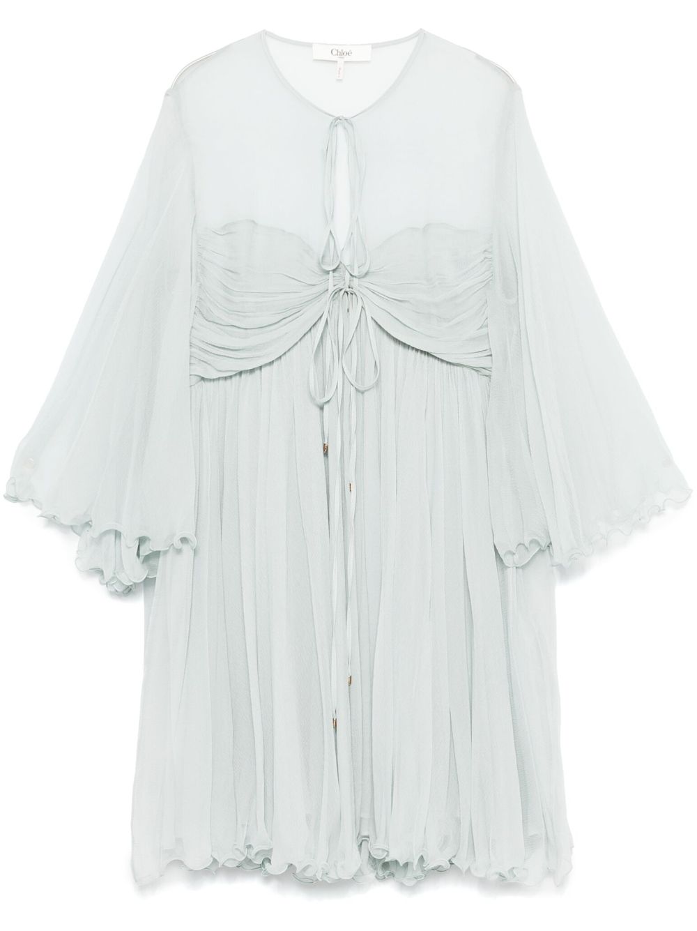 Pleated silk mini dress - Green