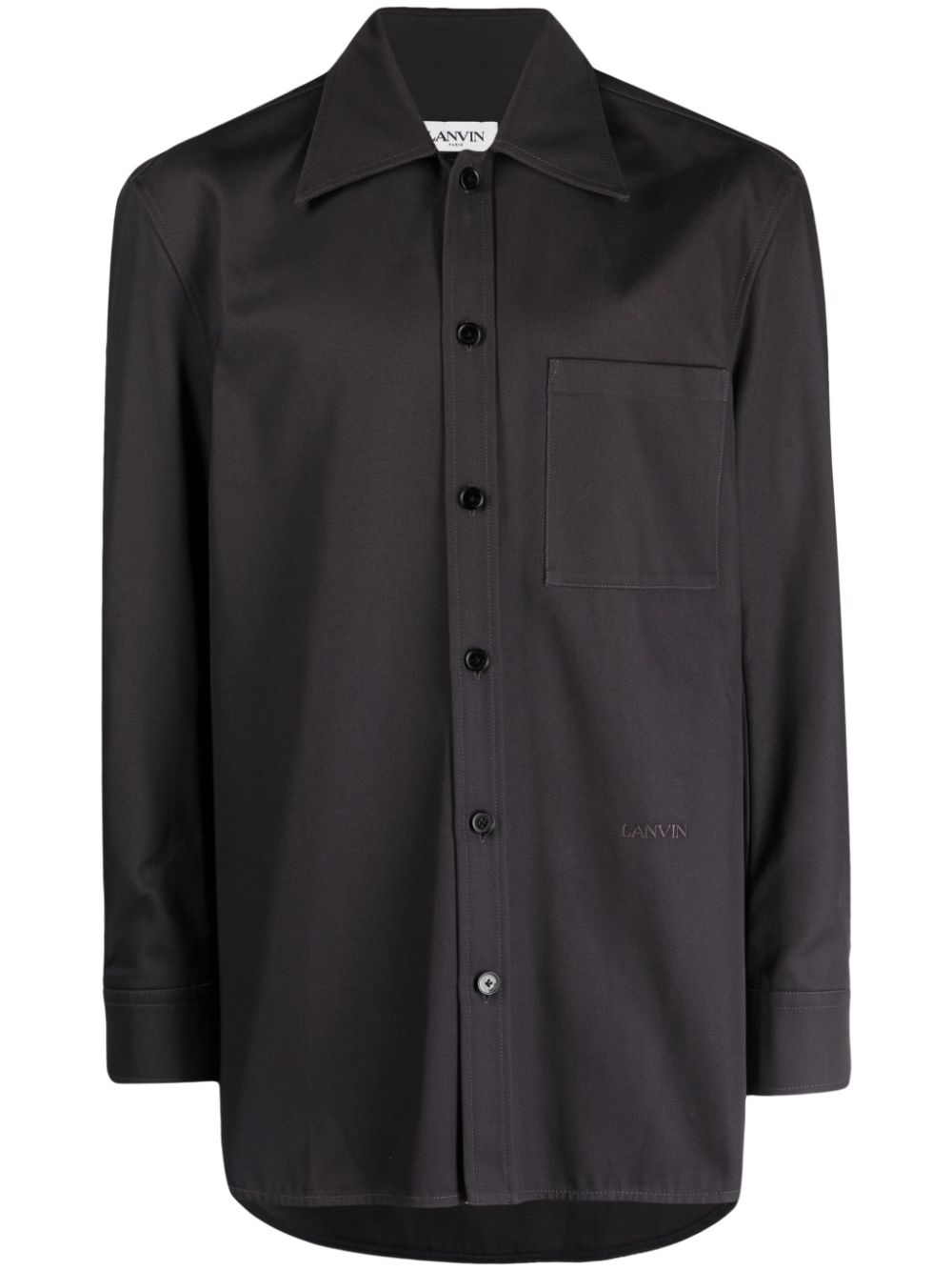 Logo-embroidered cotton shirt - Grey