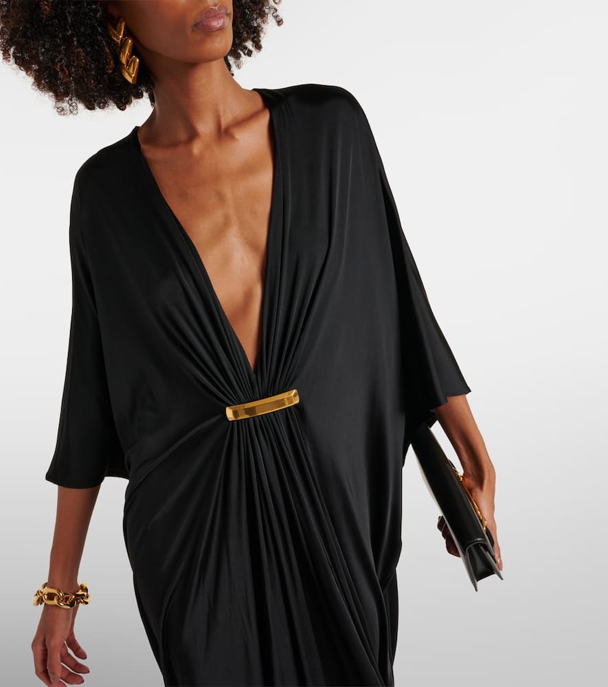 Gathered satin jersey kaftan