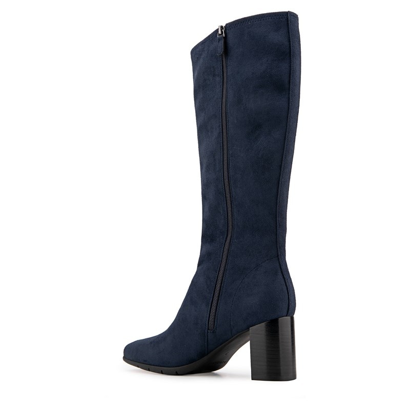 Women's Micah Wide Width/Wide Calf Knee High Boots (Navy Stretch Microsuede)