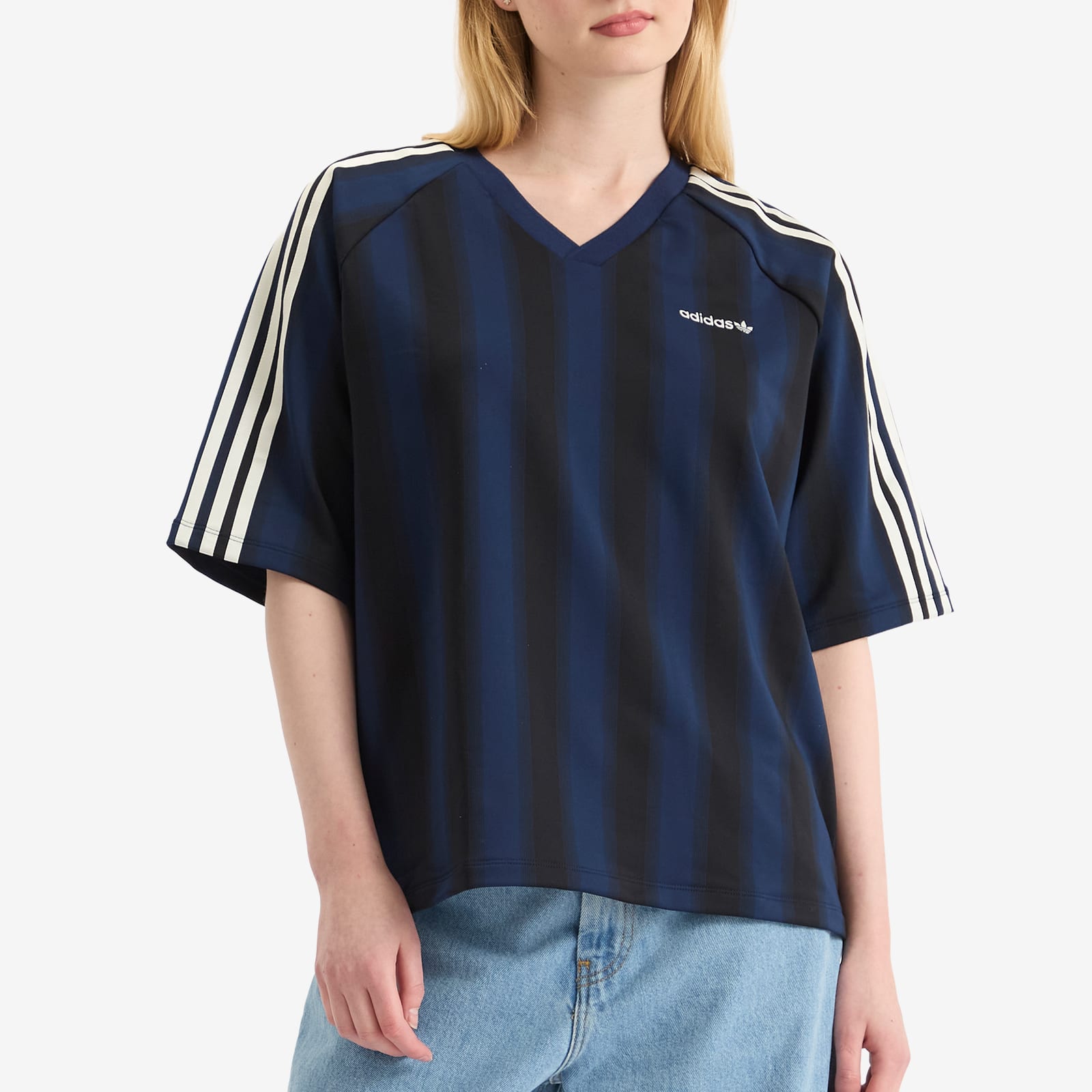 Women's Loose Linear T-Shirt Blue