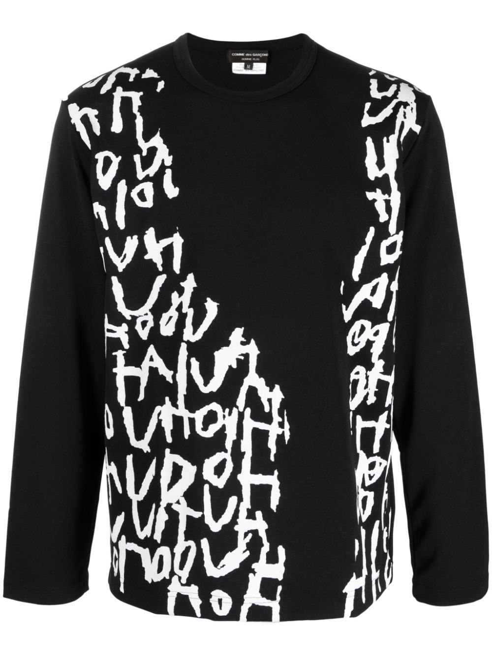 Script-print long-sleeved jumper - Black