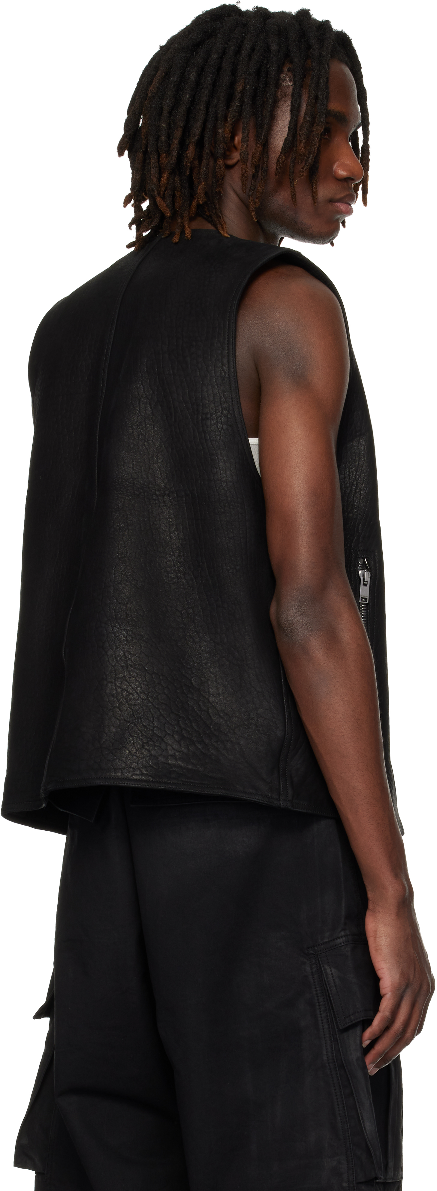 Black Zip Leather Vest