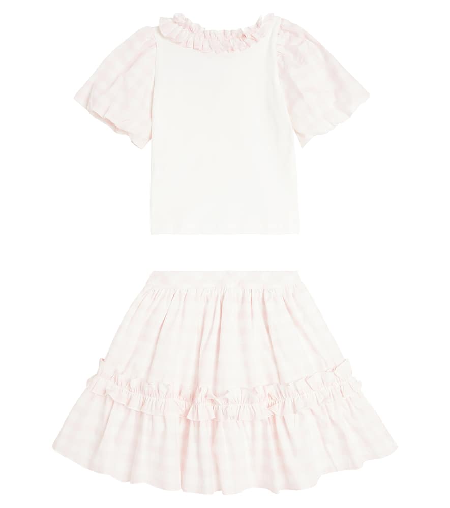 Gingham cotton top and skirt set