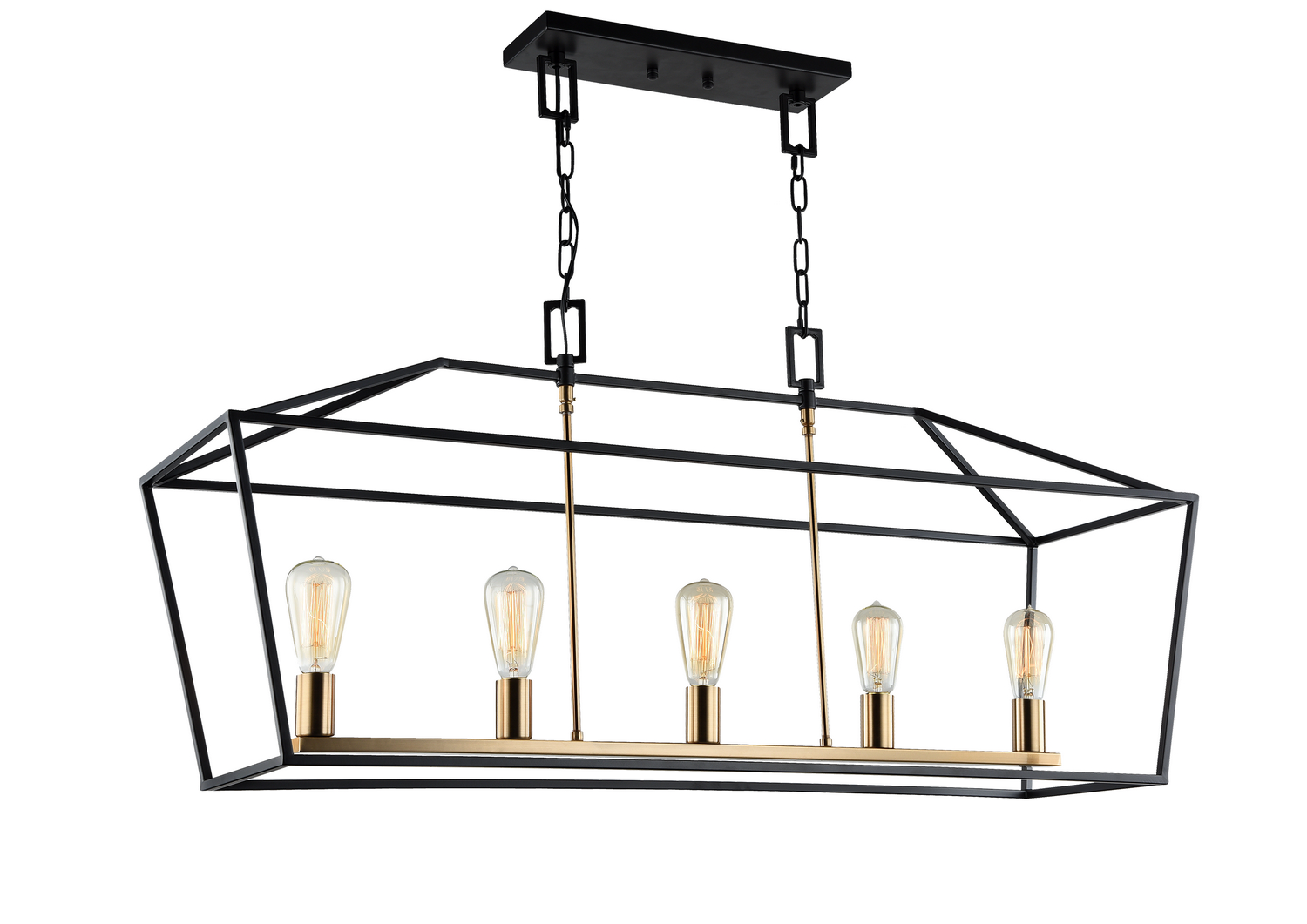 Rusty Black & Aged Gold Brass accents Five Light Chandelier from the Scatola Collection