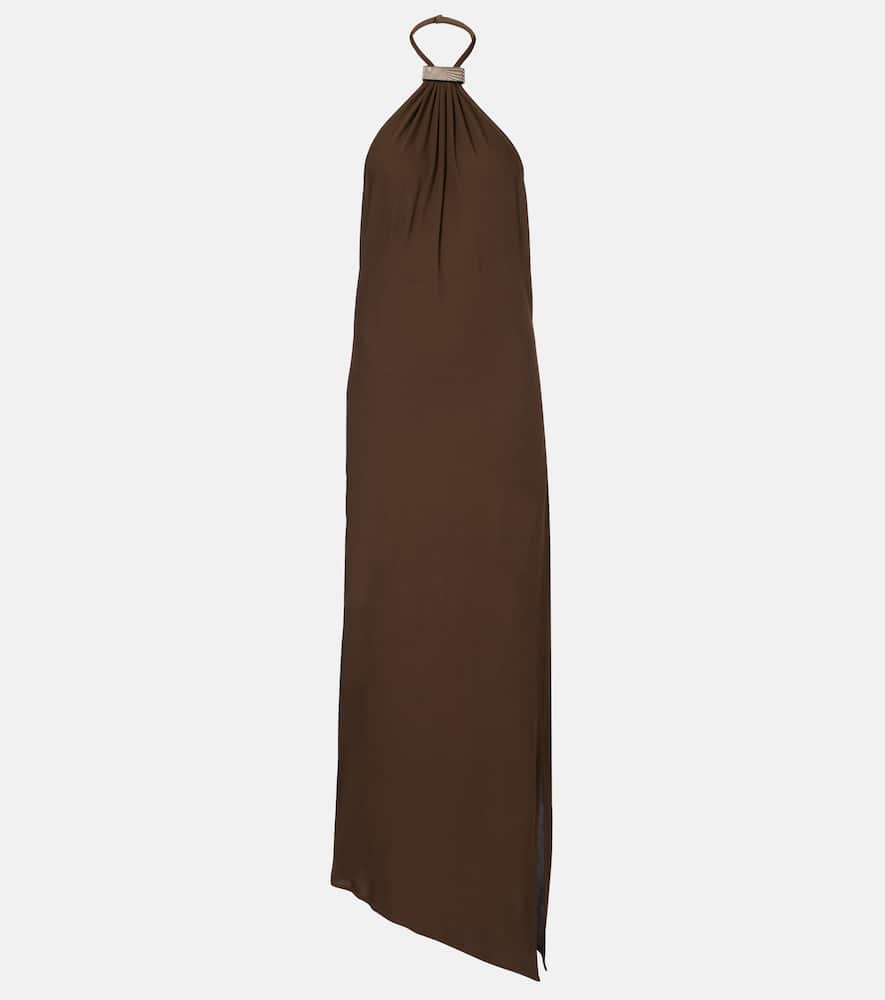Halterneck open-back midi dress