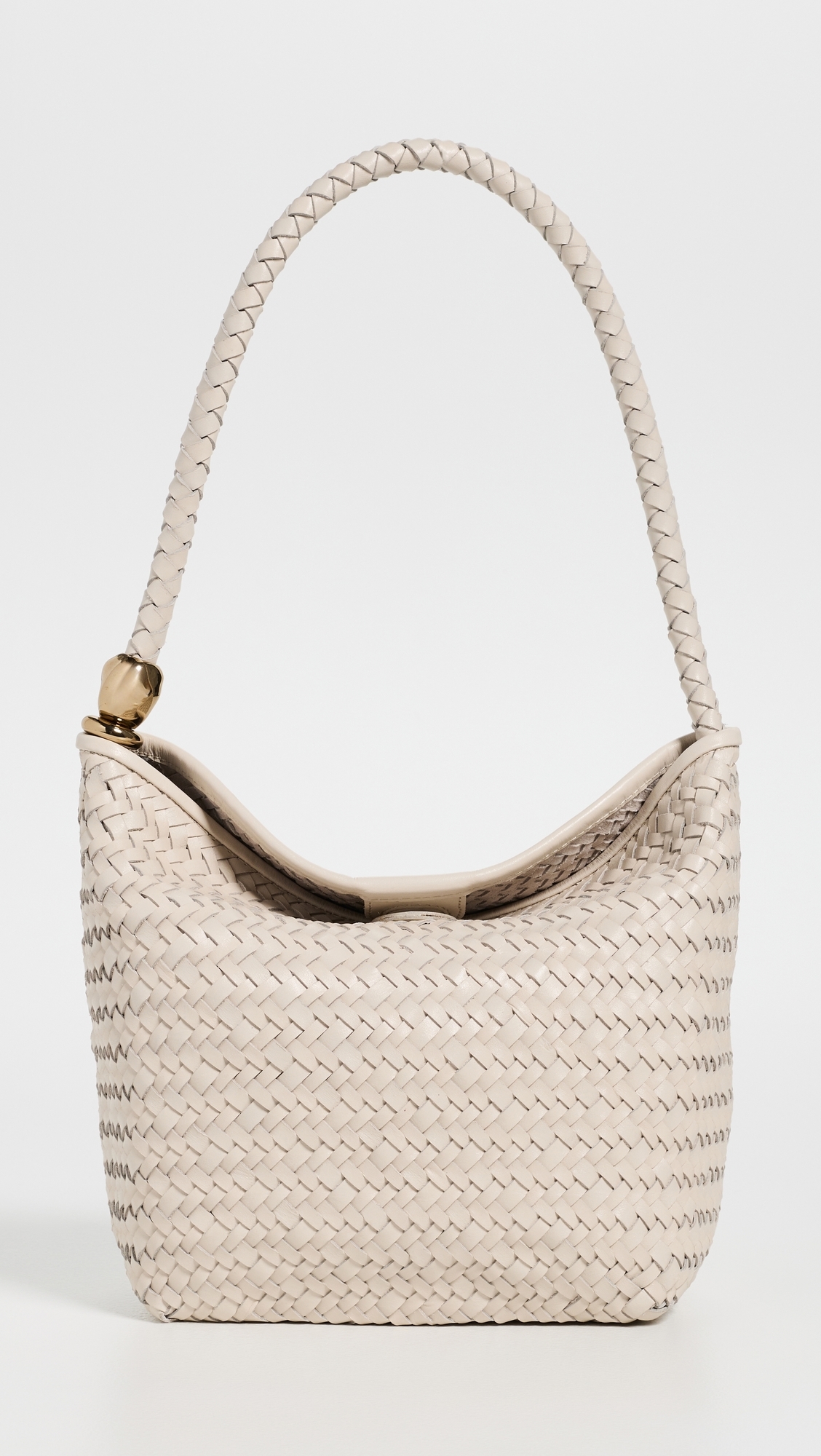 Handwoven Shoulder Bag with Beads Vintage Muslin One Size