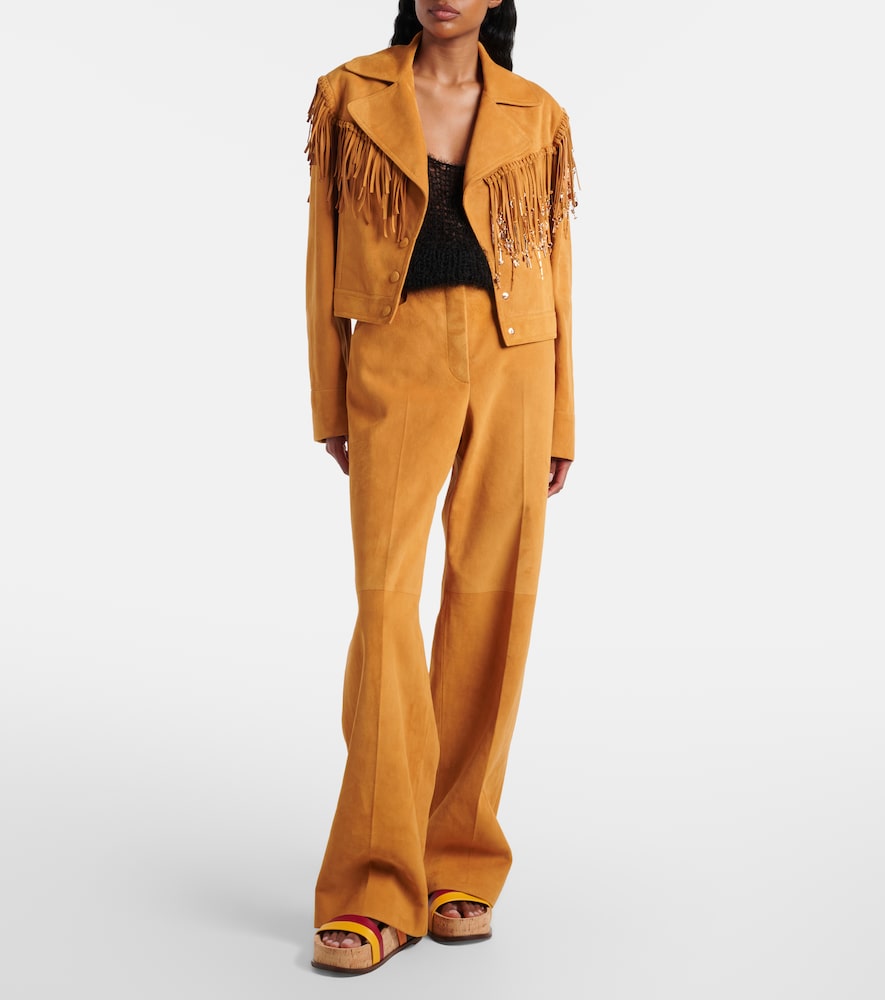 Norman belted suede wide-leg pants