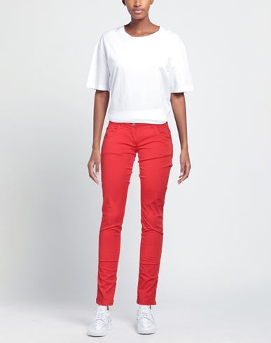 Woman Pants Red Size 32 Cotton, Elastane