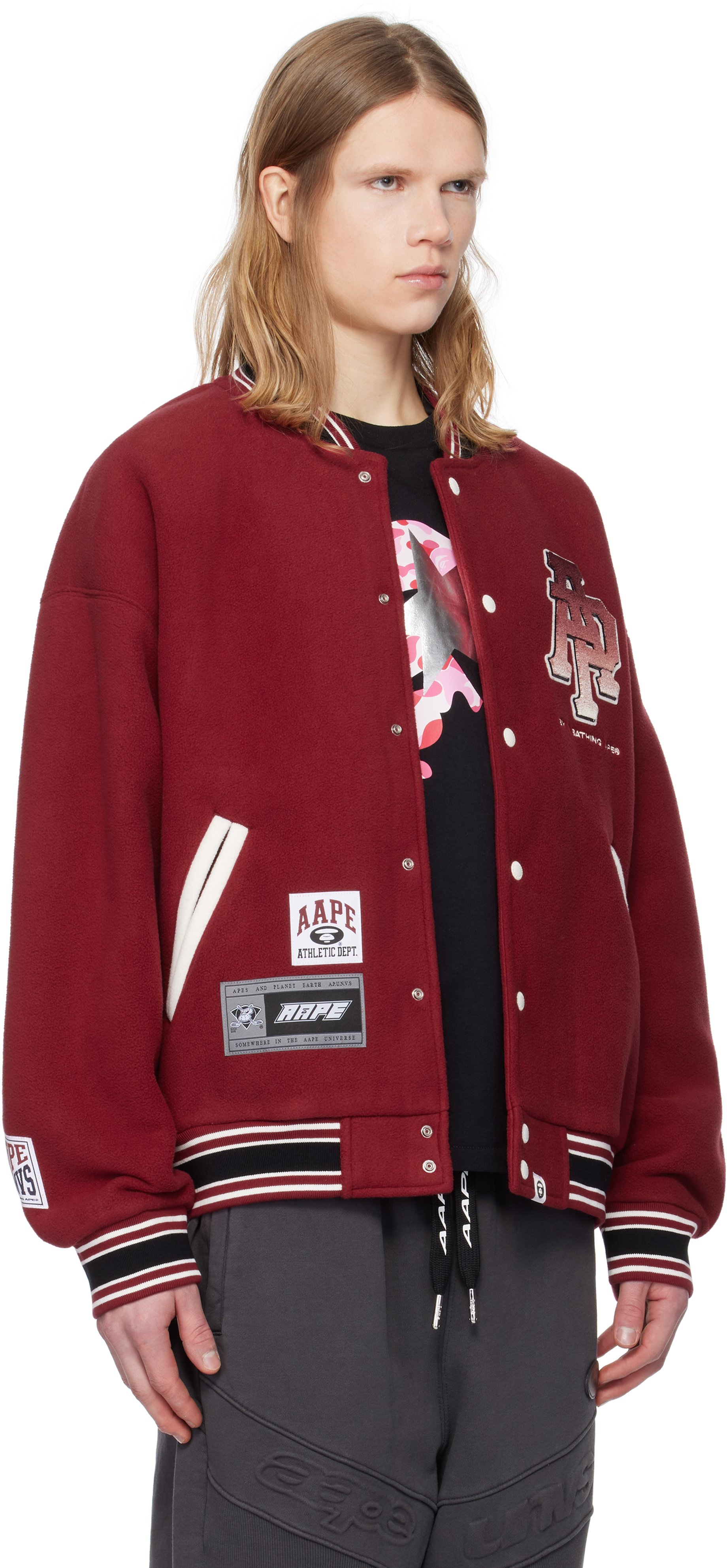 AAPE by A Bathing Ape Red AAPE Main Bomber Jacket