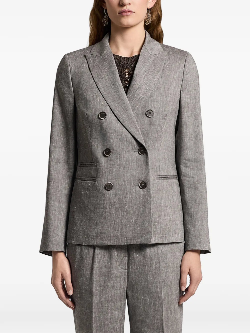 Double-Breasted Virgin Wool Blazer — gray