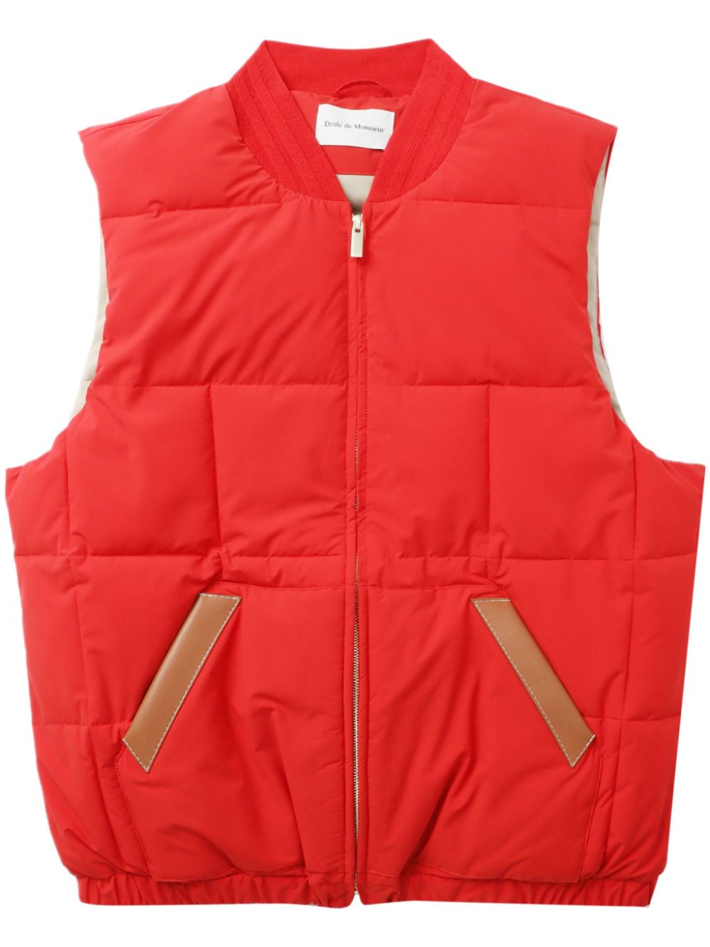 Stand-collar padded gilet - Red