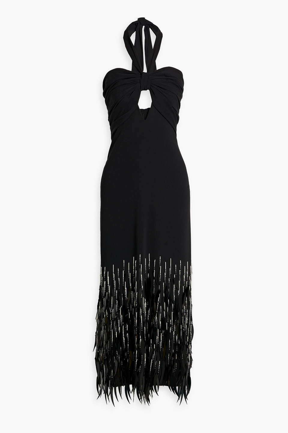 Fiesta Costera embellished crepe halterneck midi dress - Black - US 8