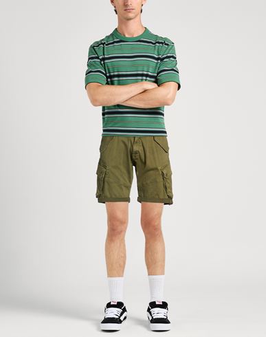Man Shorts & Bermuda Shorts Military green Size 30 Cotton, Elastane