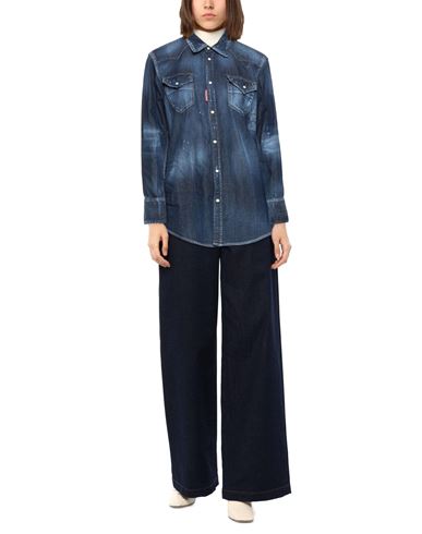 Woman Denim shirt Blue Size 0 Cotton, Elastane