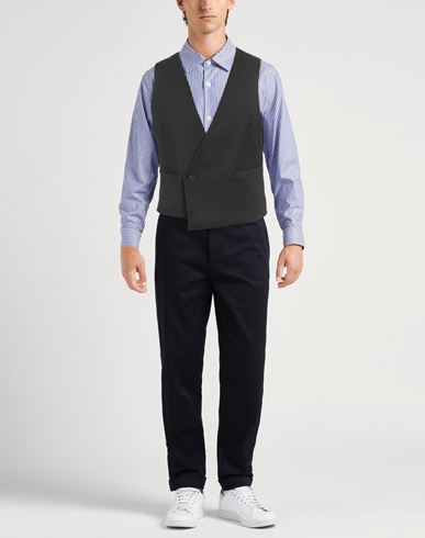 Man Tailored Vest Black Size 38 Polyester, Viscose, Elastane