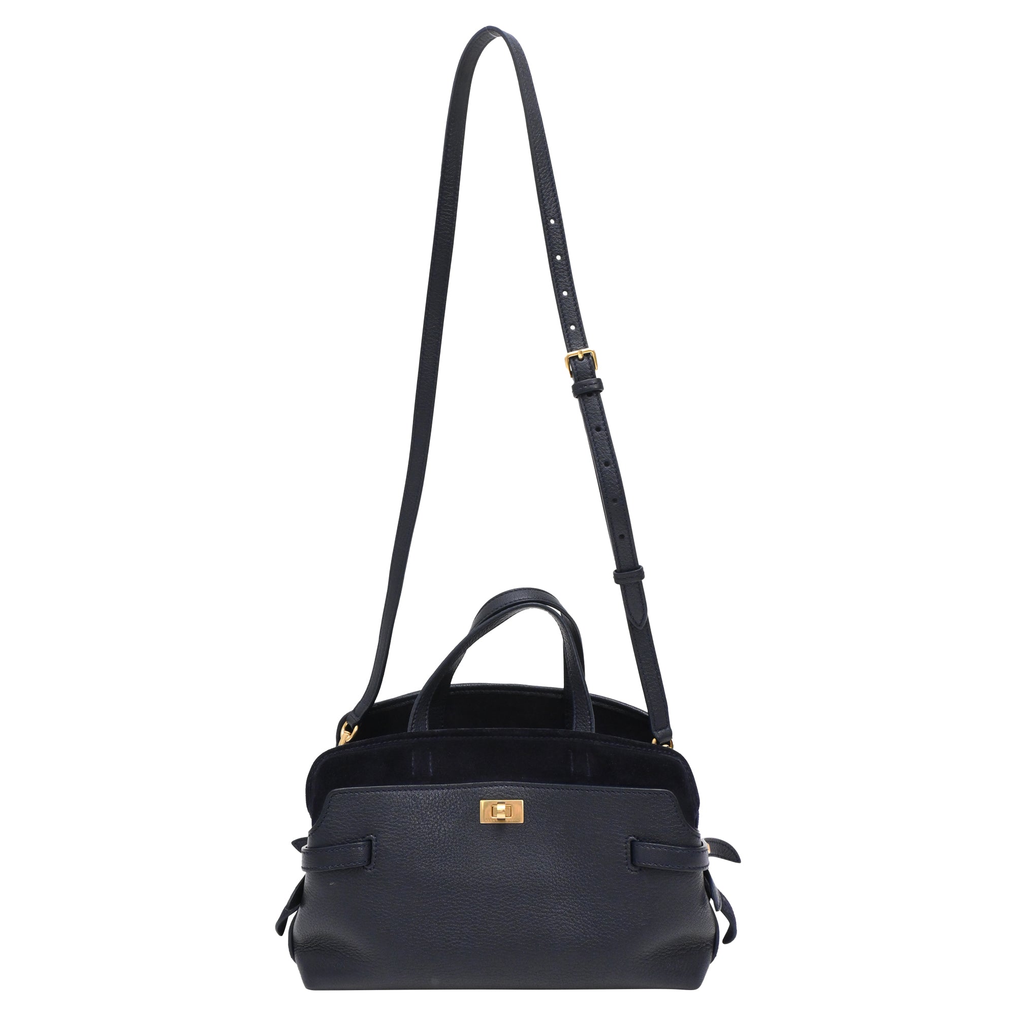 Small Wilson Shoulder Bag in Navy Blue Leather