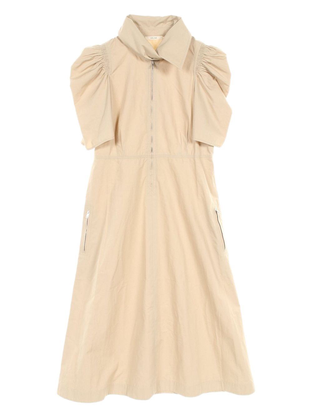 2010s half-zip midi dress - Neutrals