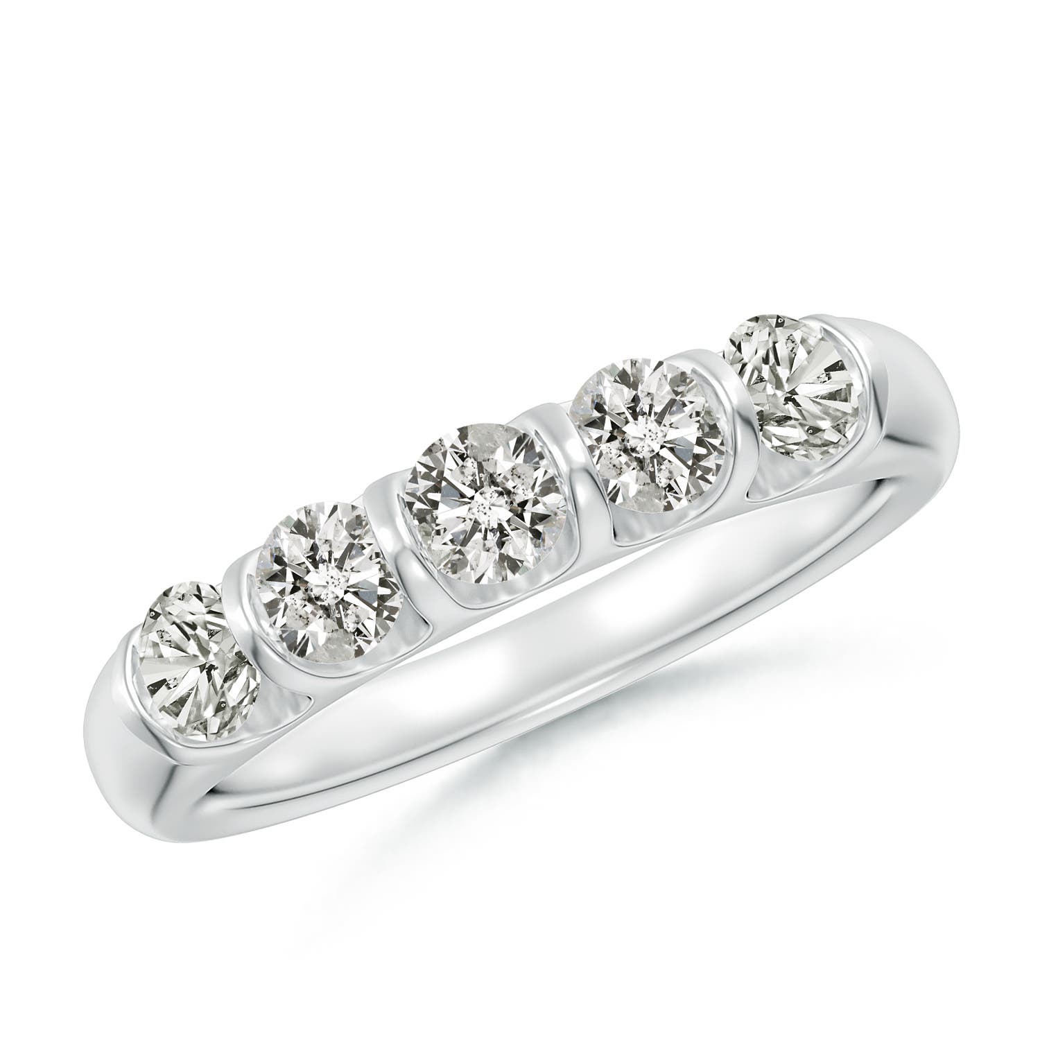 Angara 0.73 Carat Bar Set Five Stone Round Diamond Wedding Ring for Her in Platinum