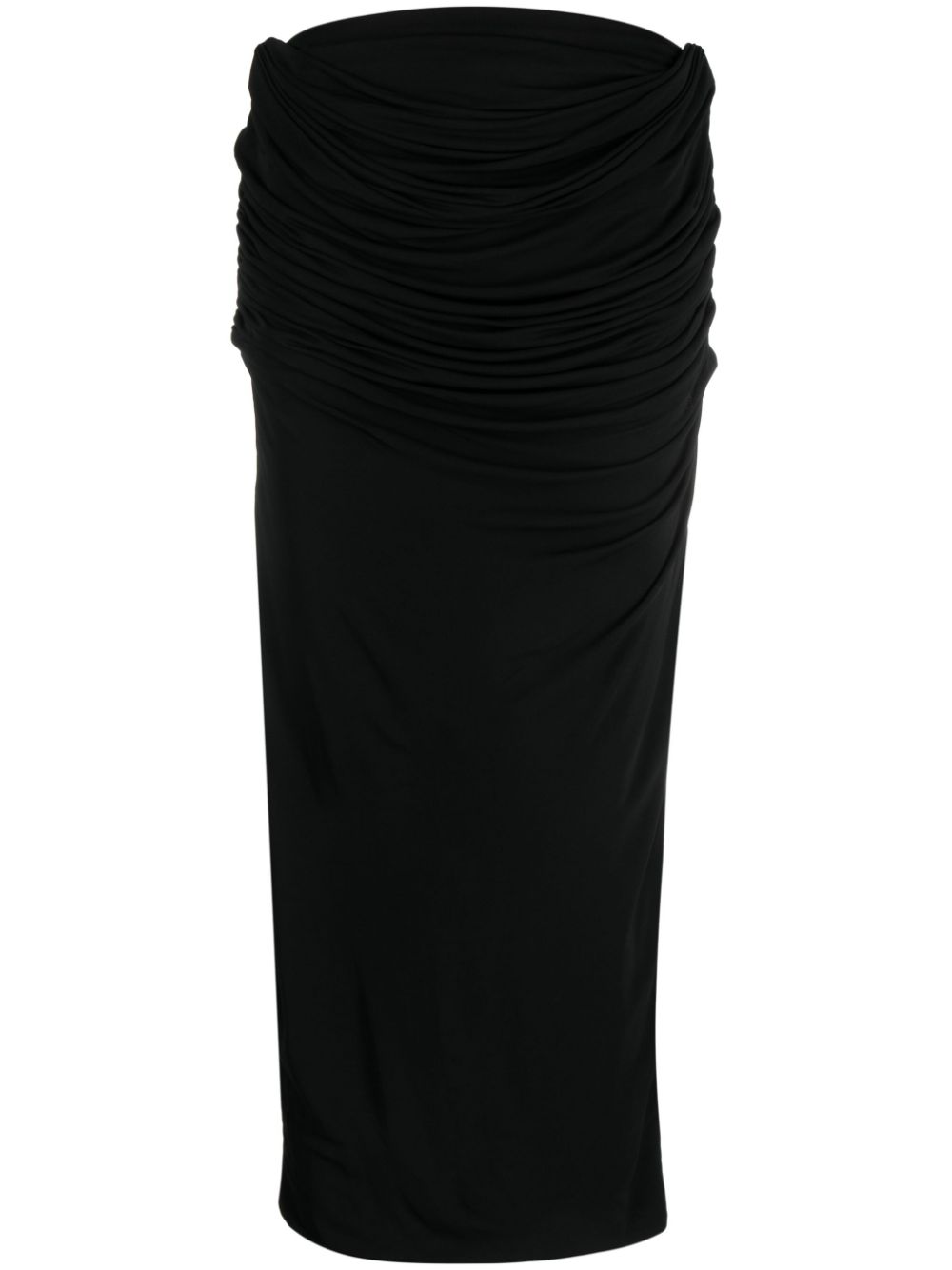 Draped midi straight skirt - Black
