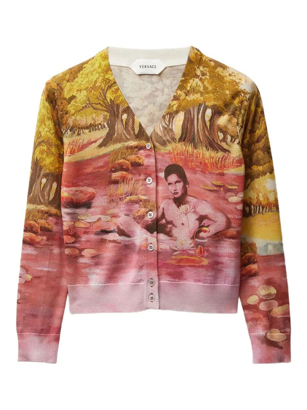 "The Naturist" Print Silk Knit Cardigan