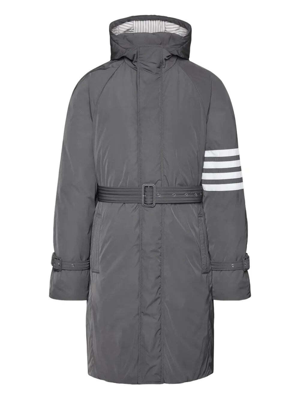 Poly Twill 4-Bar Hooded Down Parka With Belt