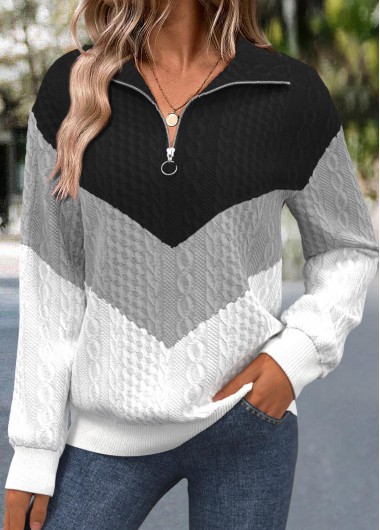 Modlily Plus Black Jacquard Long Sleeve Sweatshirt - 2X