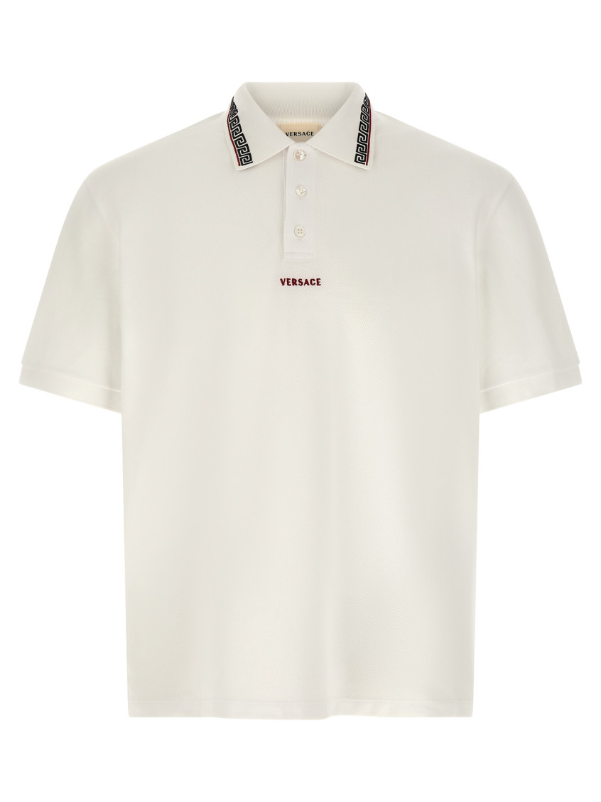 White Logo Shirt Collar Polo