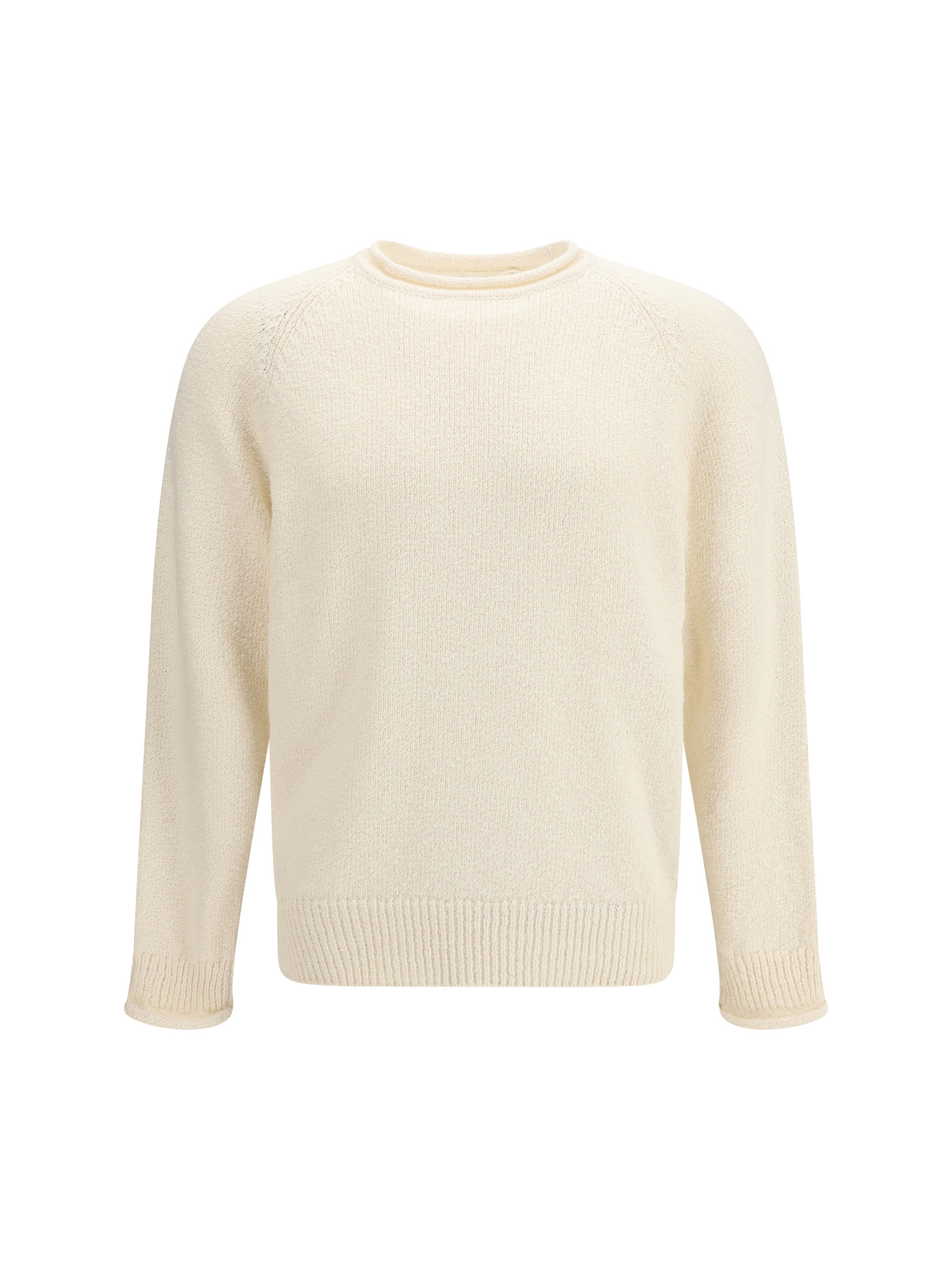 Cotton Crewneck Sweater — Beige