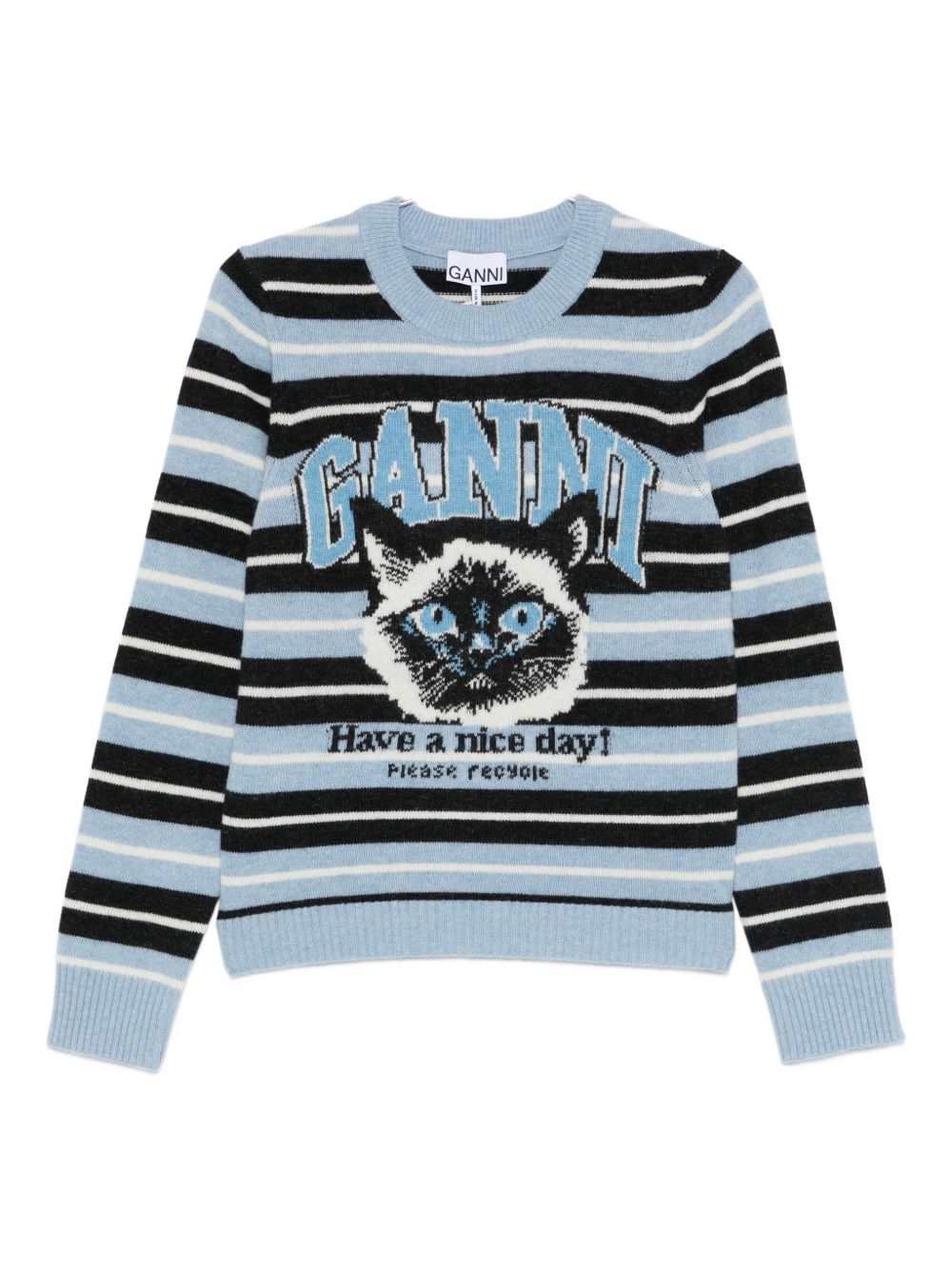 Striped Jacquard Sweater — Blue