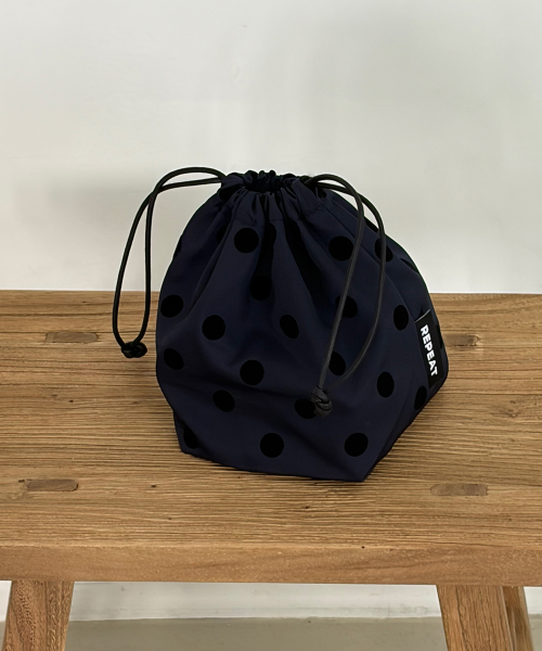 Dot Navy String Pouch