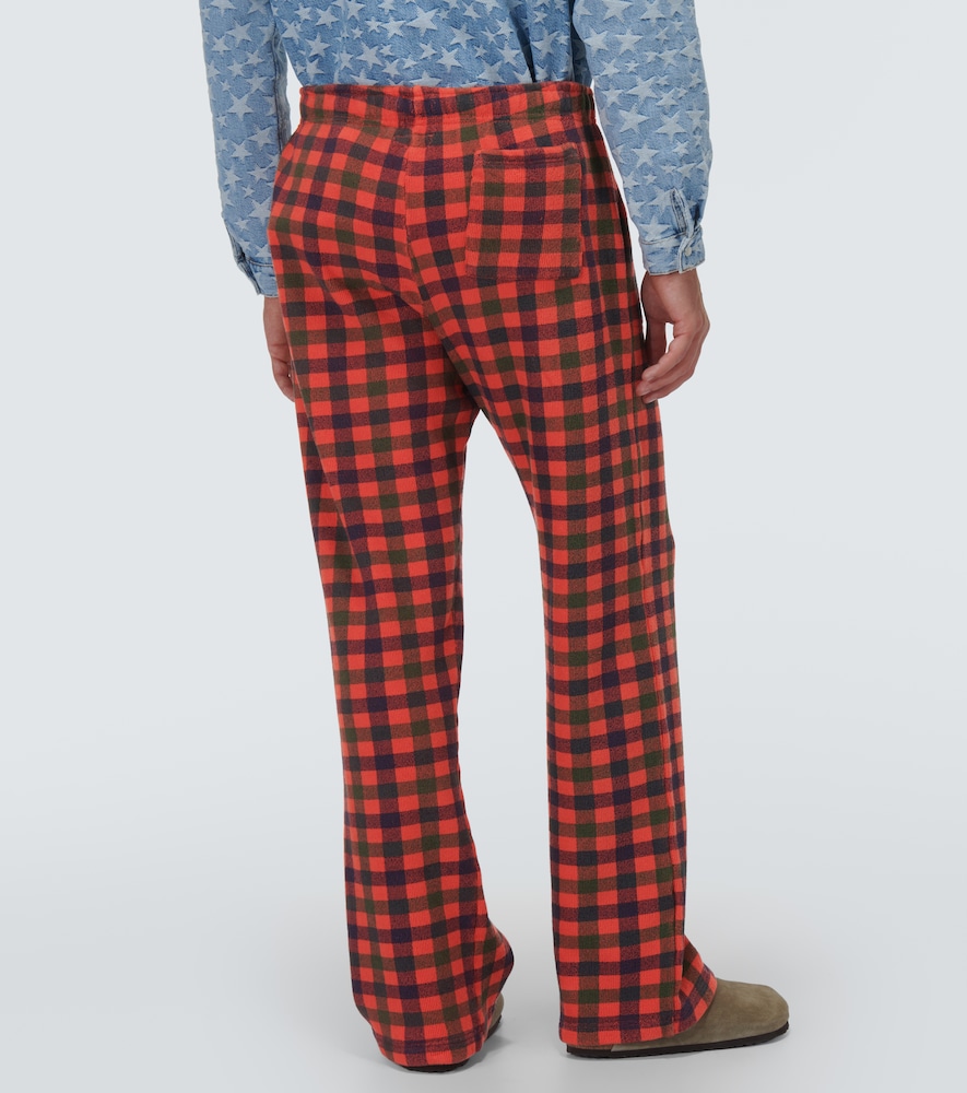 Checked cotton straight pants