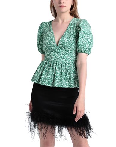 Topshop Woman Top Green Size 4 Cotton