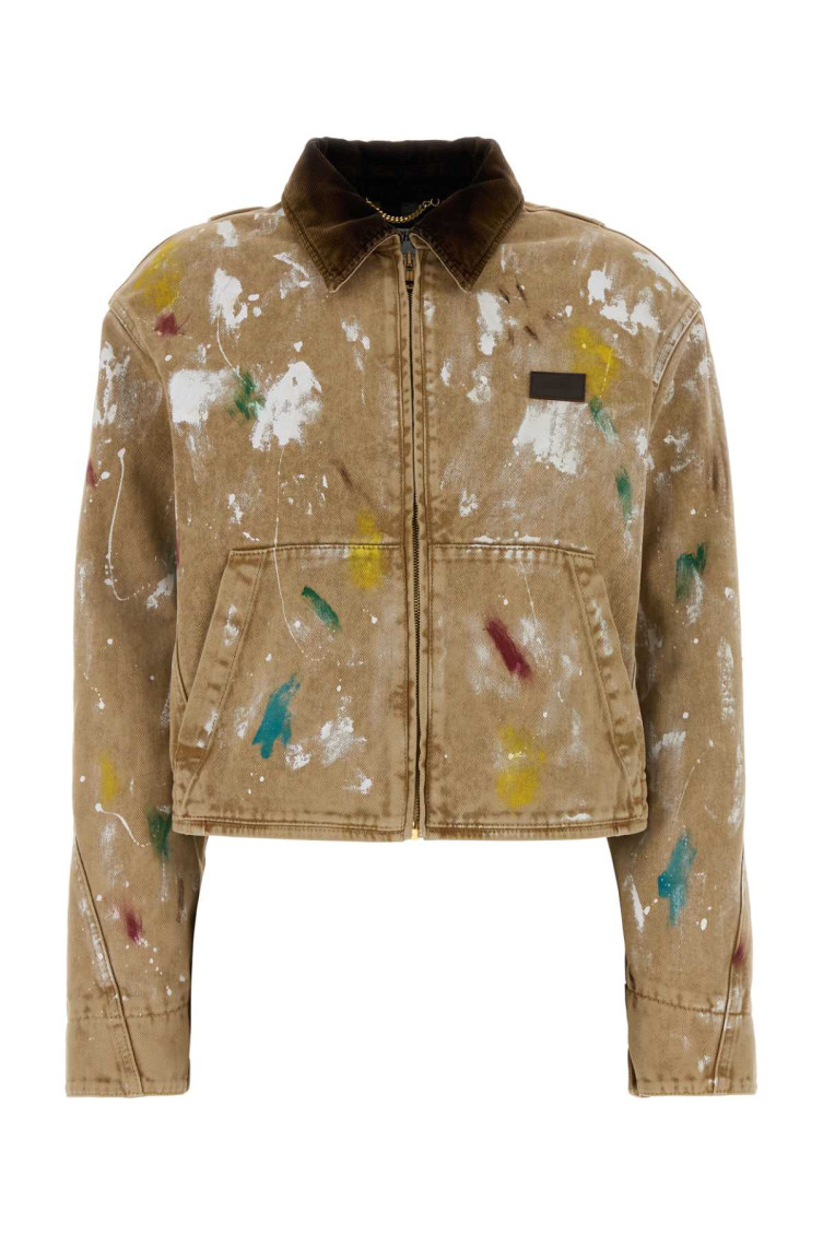 Moschino - cotton jacket paint splatter design pockets collar